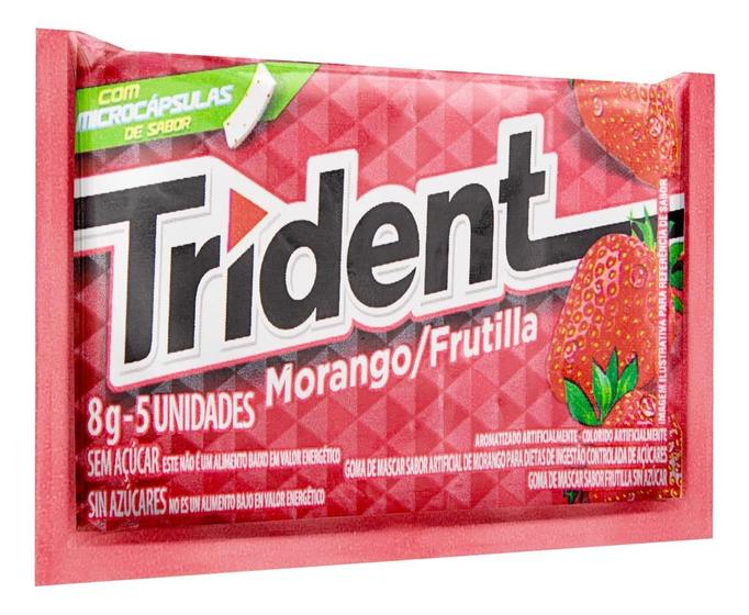 Imagem de Kit c/ 12 Goma de mascar Chiclete Trident morango 8g