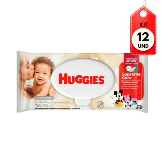 Imagem de Kit C/12 Huggies Supreme Care Lenços Umedecidos Infantil C/48
