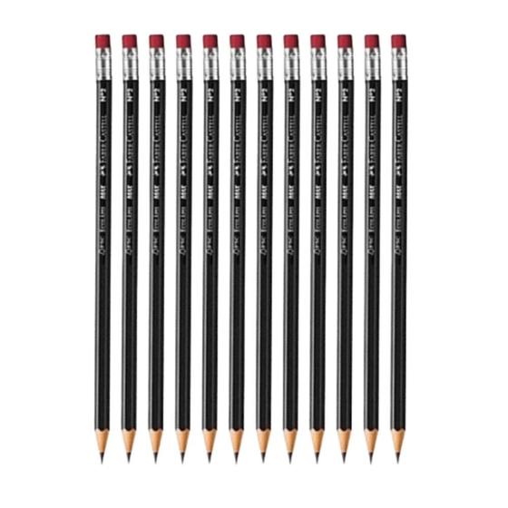 Imagem de Kit c/ 12 Lápis Preto Ecolápis Max Sextavado HB N.2 C/Borracha Faber Castell