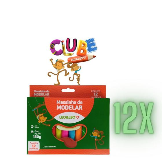 Imagem de Kit C/12 Massinha De Modelar C/12 Cores Leo e Leo 180G