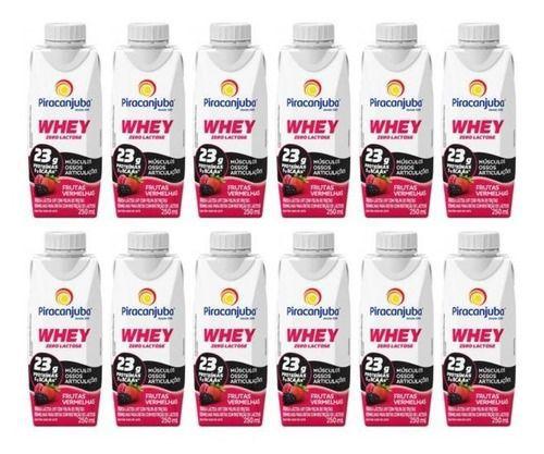 Imagem de Kit C/12 Piracanjuba Whey Frutas Vermelhas Zero Lactose 250ml 