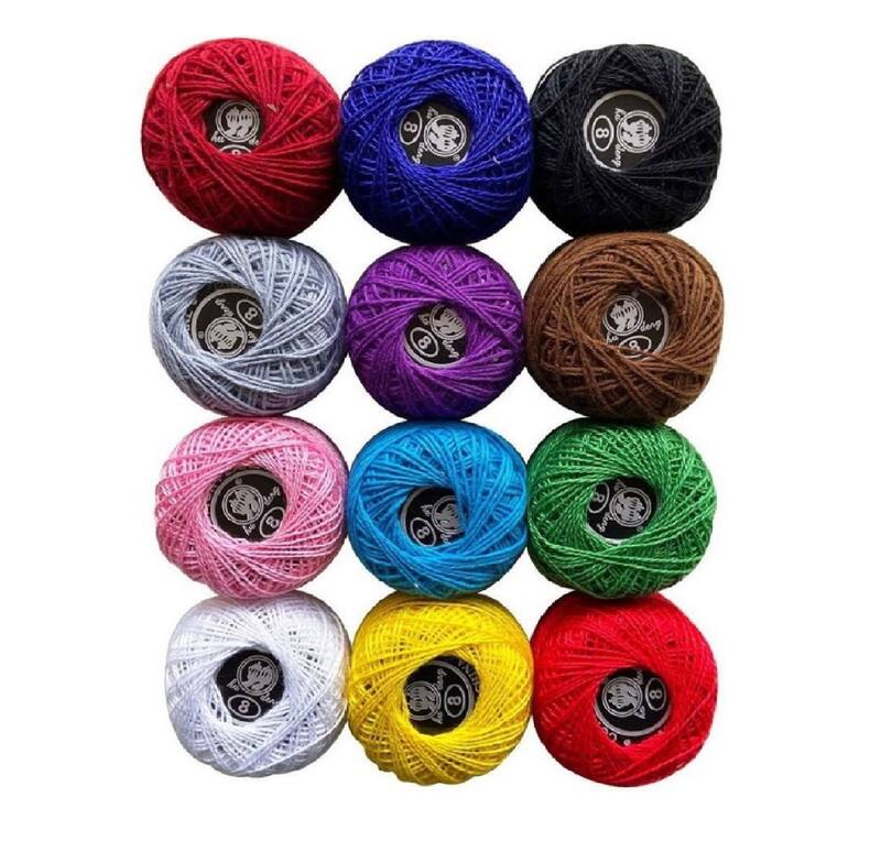 Kit C/ 12 Rolos Linhas De Crochê Estojo Varias Cores - 100% Algodao ...
