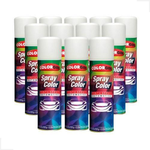 Imagem de Kit C/12 Tinta Spray Automotivo Colorgin Branco Brilhante -  300ml