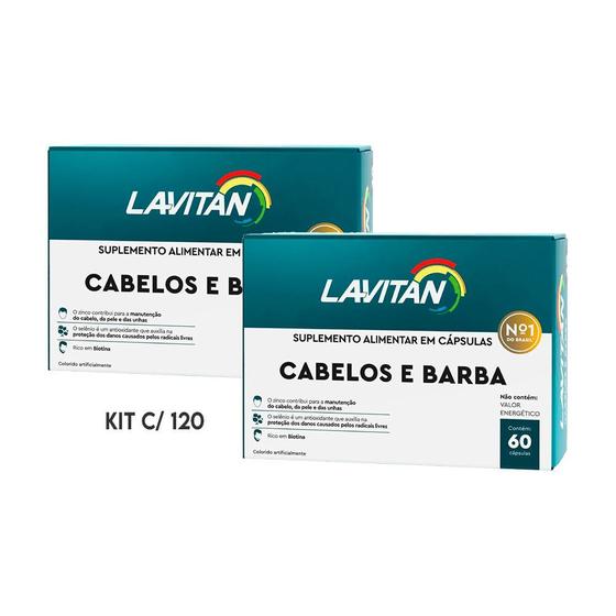 Imagem de Kit c/ 120 Suplemento Zinco e Biotina Cabelo e Barba Lavitan