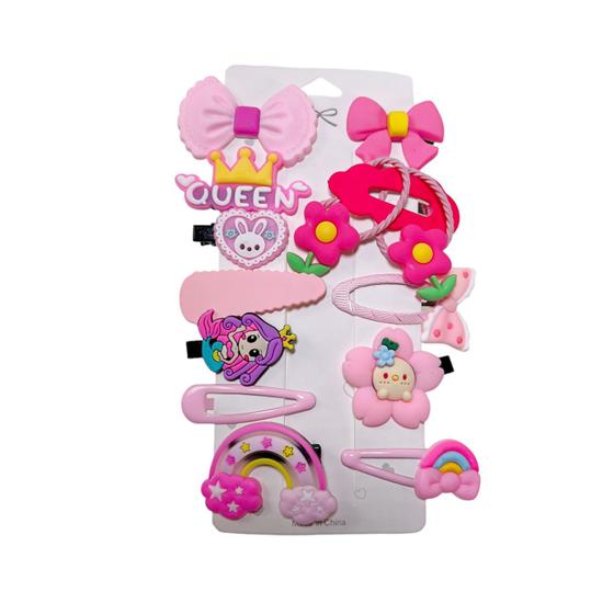 Imagem de Kit C/ 14 Presilhas Meninas Prendedor de Cabelo Sortidas Bico de Pato Tic Tac Laço Flor Etc MOD A