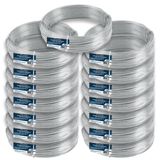 Imagem de Kit c/ 15 Arame Galvanizado Nº18 Bwg 18 Fio 1,24mm Liso 1kg