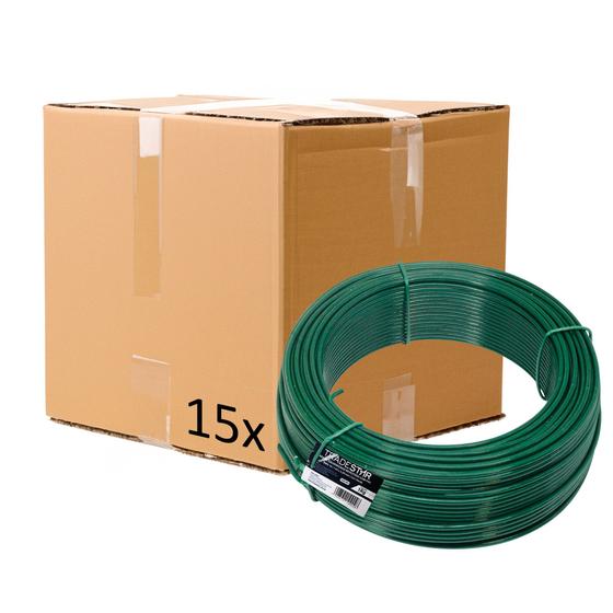 Imagem de Kit C/ 15 Arame P/ Tela Revestido Pvc 1kg Verde Bwg16 1,65mm