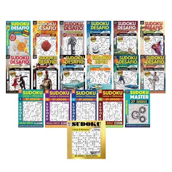 Kit C 18 Revistas Sudoku Muito Dif cil Com Letras E N meros 16x16 