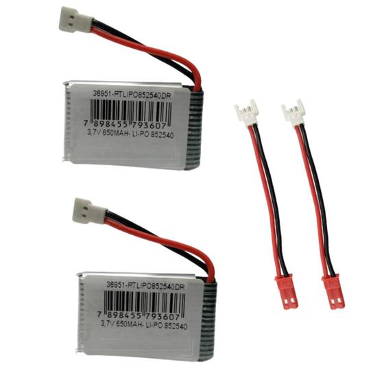 Imagem de KIT C/ 2 Bateria Para Drone Original 650mAh 3,7 V + Adapatador Jst
