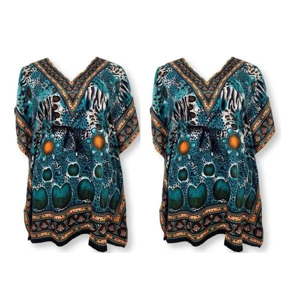 Imagem de Kit C/2 Blusa Bata Kaftan Saída De Praia Indiana Feminina