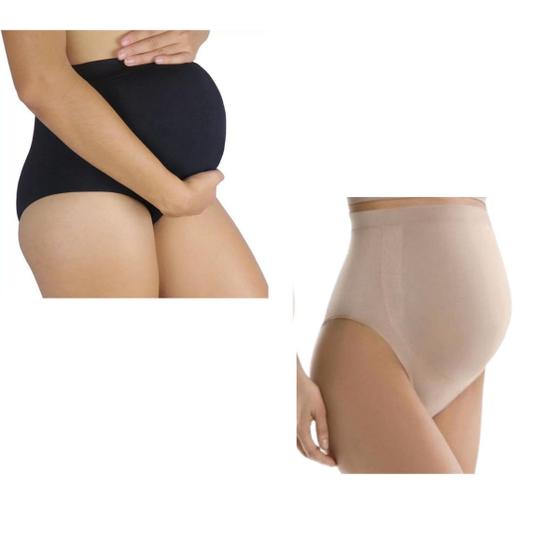 Imagem de Kit C/ 2 Calcinhas Gestante Sem Costura Loba Lupo Tamanho:MCor:PretoTamanho:MCor:BegeNaturalPeach
