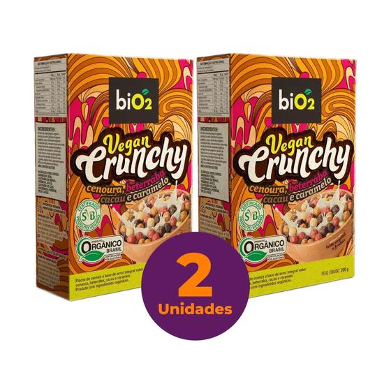 Imagem de Kit c/ 2 Cereal Matinal Orgânico Sem Glúten Cenoura, Beterraba, Cacau e Caramelo biO2 Vegan Crunchy 200g