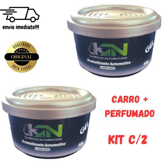 Imagem de Kit c/2 Cheirinho para Carro Aromatizador em Gel KN 60g Aroma Carro Novo