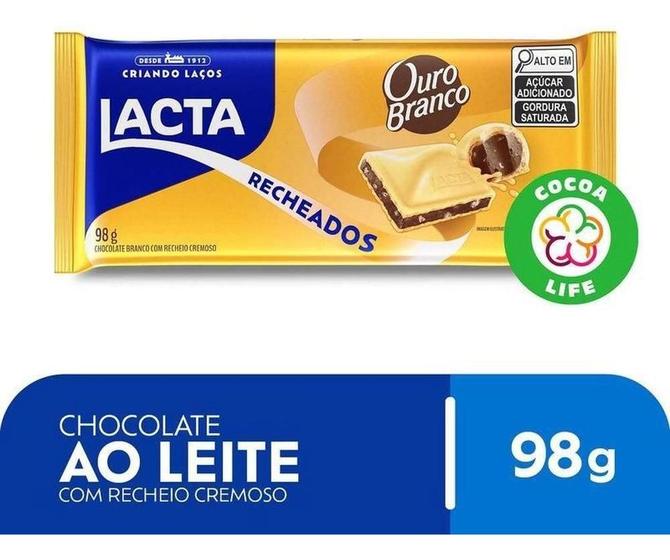 Imagem de Kit c/ 2 Chocolate Branco Lacta Ouro Branco 98G