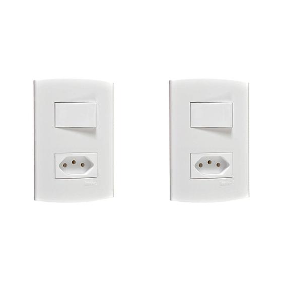 Imagem de Kit C/2 - Conjunto Peesa Alfa 1546A 1 Interruptor Sim.Tomada  ..
