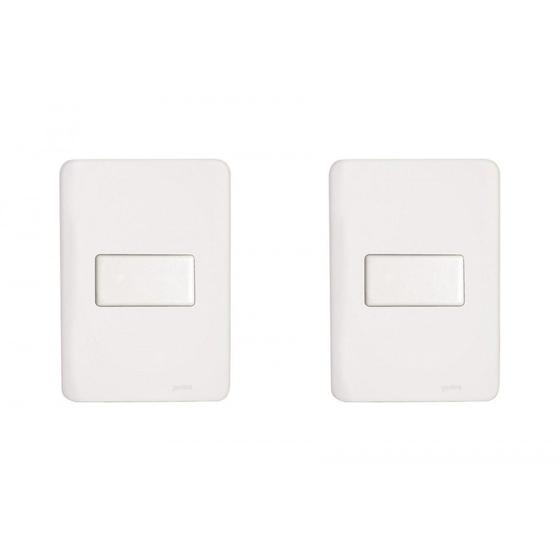 Imagem de Kit C/2 - Conjunto Perlex Aros 4X2 Branco Com Placa(1Para...