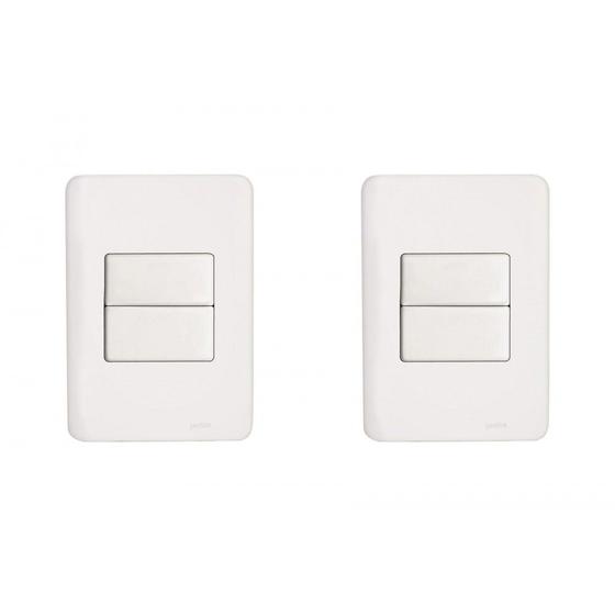Imagem de Kit C/2 - Conjunto Perlex Aros 4X2 Branco Com Placa(1Simp...