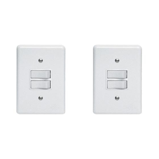 Imagem de Kit C/2 - Conjunto Perlex''Branca''Com Placa(1Simples+1Pa...