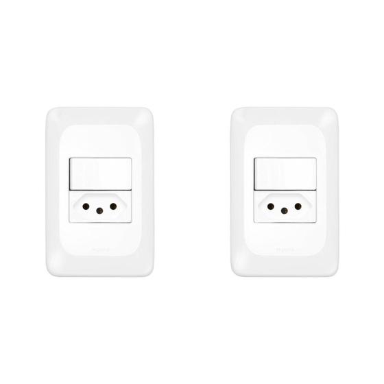 Imagem de Kit C/2 - Conjunto Pial Pop 4X2 Branco Com Placa (1Simple...