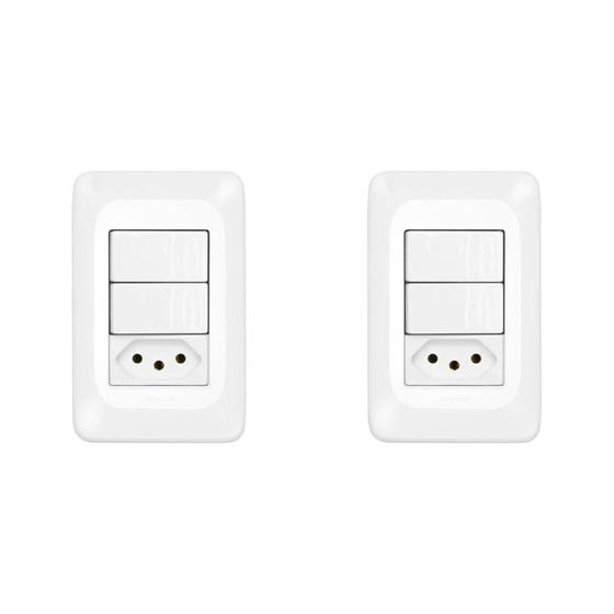 Imagem de Kit C/2 - Conjunto Pial Pop 4X2 Branco Com Placa (2Simple...