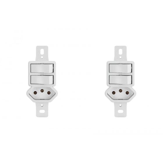 Imagem de Kit C/2 - Conjunto Radial Pollar 1901130 2Pp 1Tomada 10A S/P