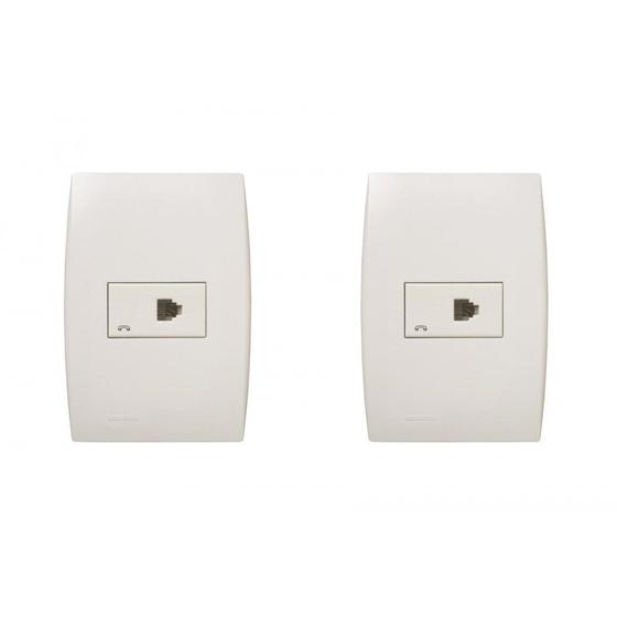 Imagem de Kit C/2 - Conjunto Soprano Ilus 4X2 Branco Com Placa(1Rj1...