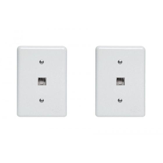 Imagem de Kit C/2 - Conjunto Tomada Fone Perlex''Branca''Com Placa(...
