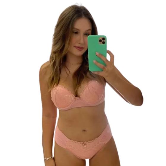 Imagem de Kit C/2 Conjuntos Básicos Soutien Renda com Barbatanas e Calcinha Fio Duplo