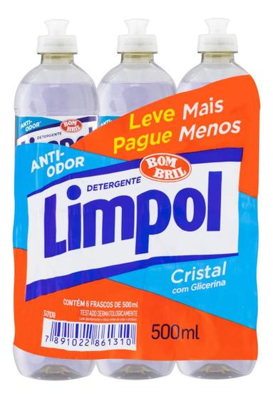 Imagem de Kit c/ 2 Detergente Limpol Cristal liquido cristal 500ml x 6