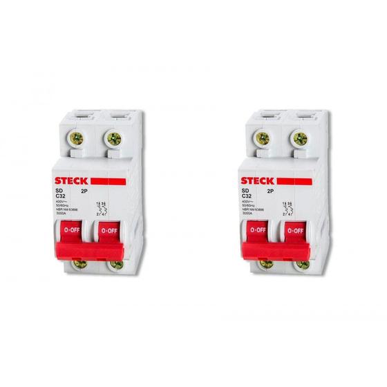 Imagem de Kit C/2 - Disjuntor Steck Din Bipolar 40A Sd62 C  Sdd62C40