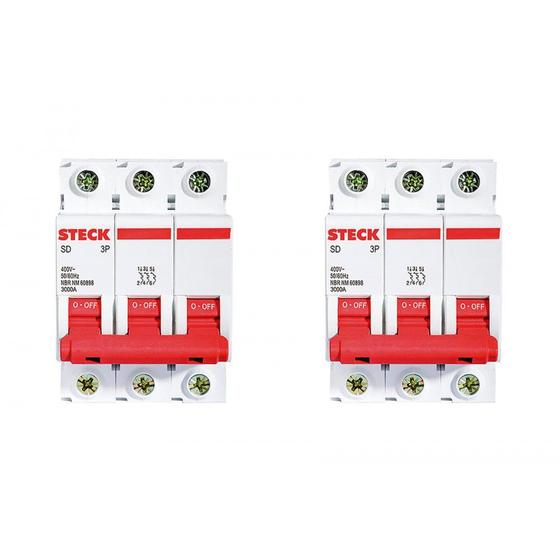 Imagem de Kit C/2 - Disjuntor Steck Din Tripolar 32A Sd63 3Ka