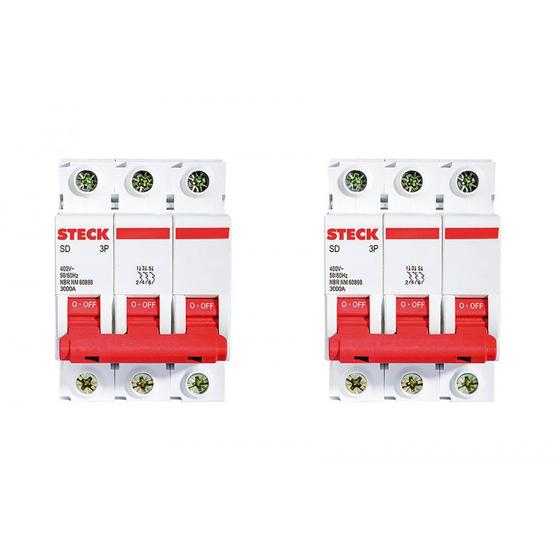 Imagem de Kit C/2 - Disjuntor Steck Din Tripolar 50A Sd63 3Ka