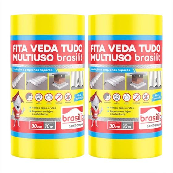 Imagem de Kit C/ 2 Fita Auto Adesiva Aluminizada Vedações E Reparos 30cm X 10m