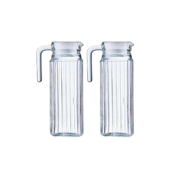 Imagem de Kit C/2 Jarras Suiça De Vidro Transparente 1L Praticasa