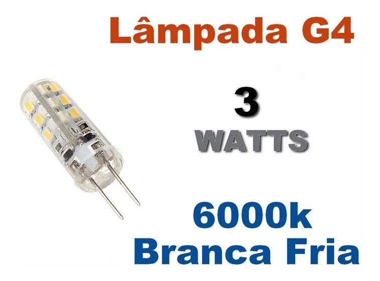 KIT C/ 2 Lâmpada G4 Led 3w Bipino - 6000k Branca Fria Menor preço em KIT C/ 2 Lâmpada G4 Led 3w Bipino - 6000k Branca Fria