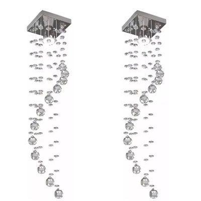 Imagem de Kit C/2 Lustres Para Quarto, Com 1,30m No Formato De Espiral, Com Base De Inox 14x14cm