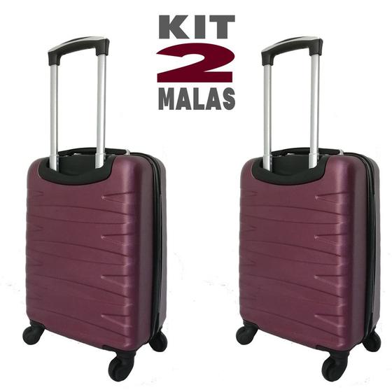 Imagem de Kit c/ 2 Malas de Bordo c/ 4 Rodinhas 360º (Regulamentação ANAC) Stile 18" Bordô