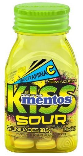 Imagem de Kit c/ 2 Mentos Kiss Sour Limao Vitamina C Zero Acucar