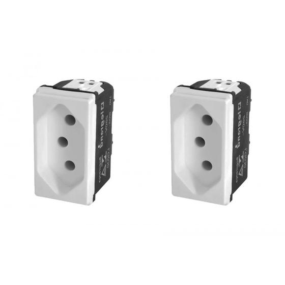 Imagem de Kit C/2 - Modulo Pial Pop Branco 1 Tomada 2P+T 10A. - Lg030