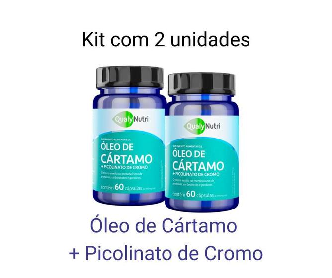 Imagem de Kit C/2 Óleo de Cártamo + Picolinato de Cromo  1000mg - 120 Cápsulas - Qualy Nutri