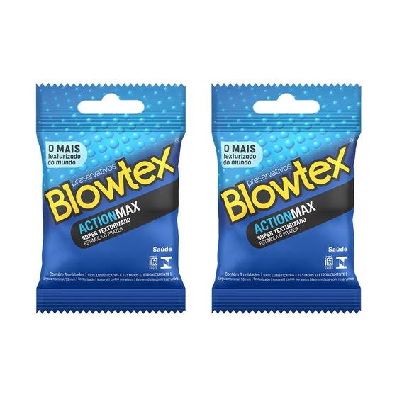 Imagem de Kit C/ 2 Pacotes Preservativos Blowtex Action C/ 3 Unidades Cada
