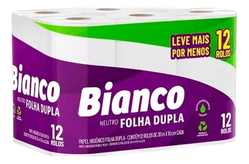 Imagem de Kit c/ 2 Papel Higienico Folha Dupla Mili Bianco Folha