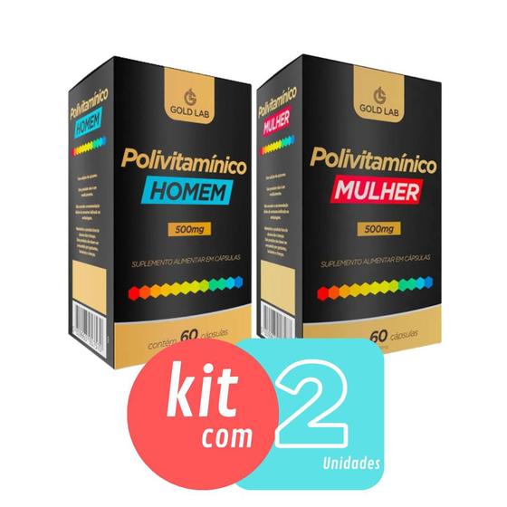 Imagem de Kit c/2 Polivitamínico MULHER e HOMEM 500g c/60 cápsulas