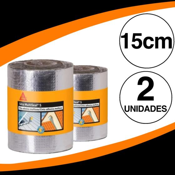 Imagem de KIT C/ 2 ROLOS MANTA ALUMINIO SIKA 15cm TELHADO LAJES CALHAS RUFOS E AUTOMOTIVO