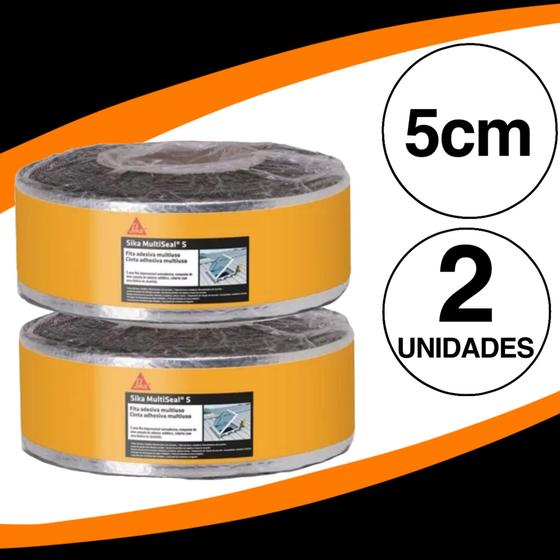 Imagem de KIT C/ 2 ROLOS MANTA ALUMINIO SIKA 5cm TELHADO LAJES CALHAS RUFOS E AUTOMOTIVO