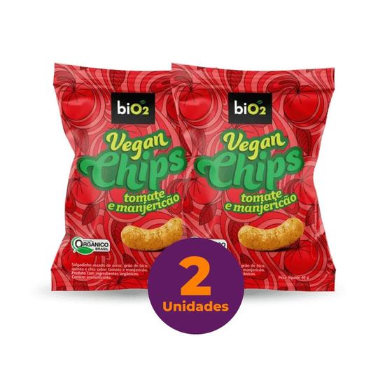 Imagem de Kit c/ 2 Snack Vegano Orgânico Sem Glúten biO2 Vegan Chips Tomate e Manjericão 40g