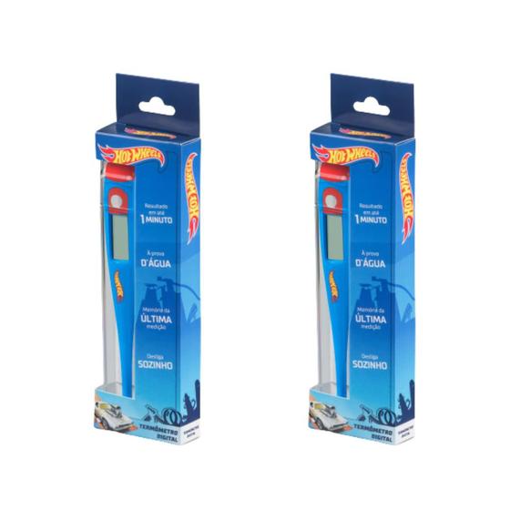 Imagem de Kit c/2 Termometro Clinico Digital HotWheels Multilaser HC203
