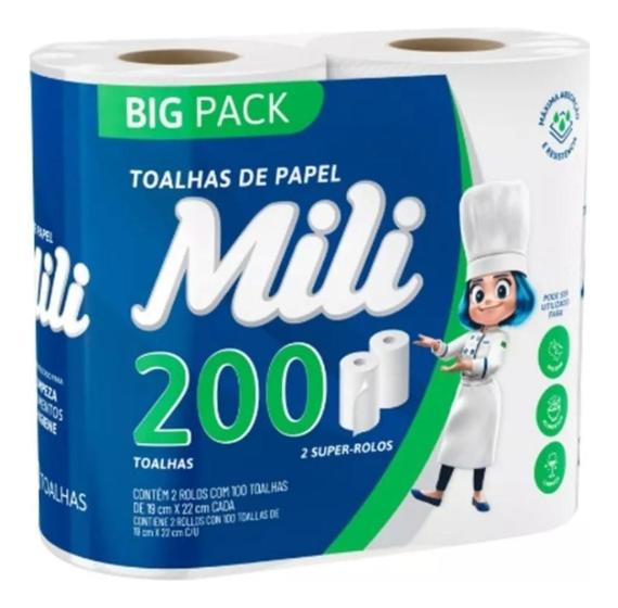 Imagem de Kit c/ 2 Toalhas De Papel Mili 200 Toalhas Em 2 Rolos