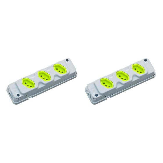 Imagem de Kit C/2 - Tomada Barra Fiolux   Tripla 20A 2 Polos+Terra ...