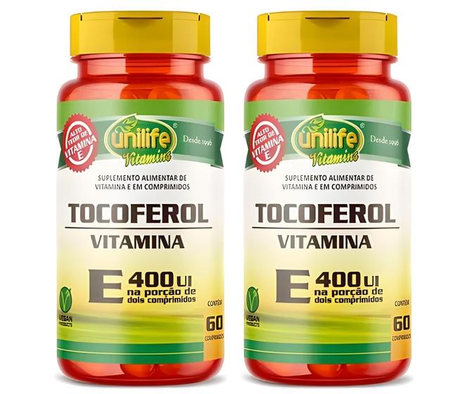 Imagem de KIT C/2 Un. Vitamina E Tocoferol 60 Cápsulas 1000mg 400 Ui - Unilife